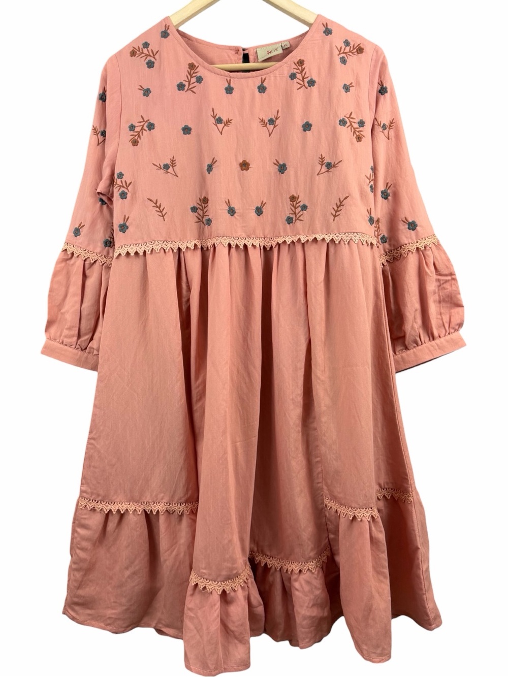 Zola Floral Embroidered Babydoll Pink Dress Size XL
